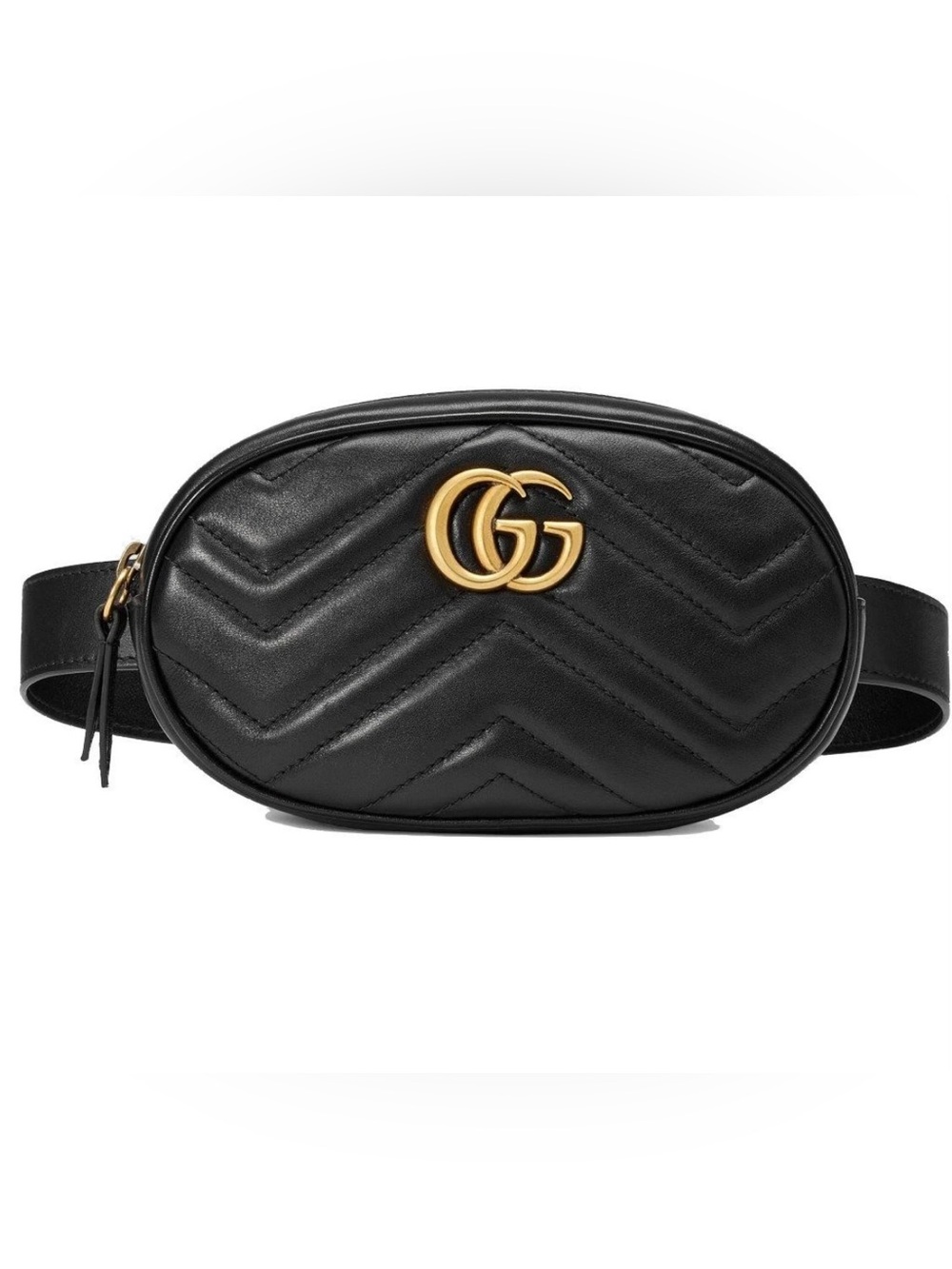 GUCCI GG MARMONT MATELASSE LEATHER DOUBLE G BELT BAG FANNY PACK  85/34